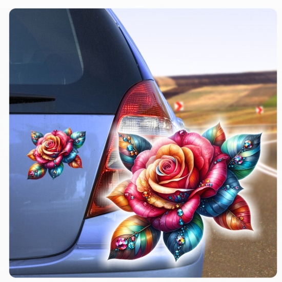 Coole Rose Kristall Juwelen Strass Autoaufkleber Sticker Auto Aufkleber Digitaldruck DA358