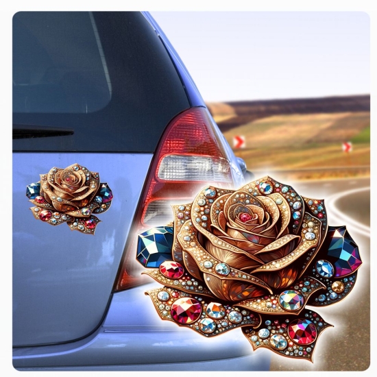 Coole Rose Rosen Kristall Juwelen Strass Autoaufkleber Sticker Auto Aufkleber Digitaldruck DA363