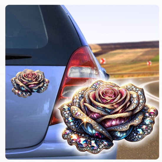 Coole Rose Rosen Kristall Juwelen Strass Autoaufkleber Sticker Auto Aufkleber Digitaldruck DA362