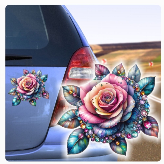 Coole Rose Rosen Kristall Juwelen Strass Autoaufkleber Sticker Auto Aufkleber Digitaldruck DA360
