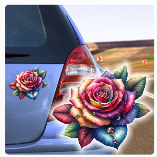 Coole Rose Rosen Kristall Juwelen Strass Autoaufkleber Sticker Auto Aufkleber Digitaldruck DA361