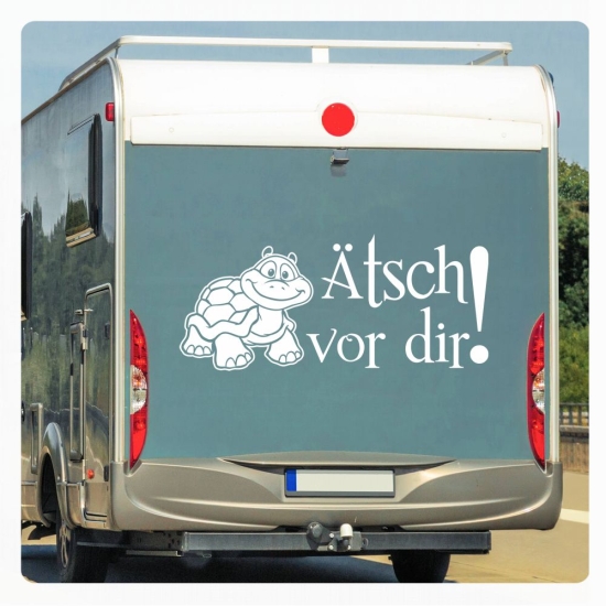 Ätsch vor dir! Wohnmobil Aufkleber Wohnwagen Caravan Turtle Schildkröte Sticker WoMo009