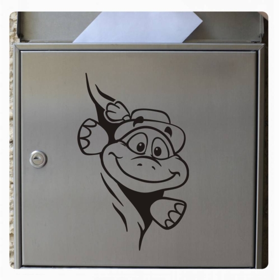 Briefkastenaufkleber Schildkröte mit Hut schaut raus Aufkleber Sticker B022