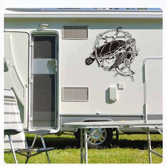 Seeschildkröte Schildkröte Steuerrad Wohnmobil Aufkleber Wohnwagen Caravan Wohnwagen Sticker WoMo274