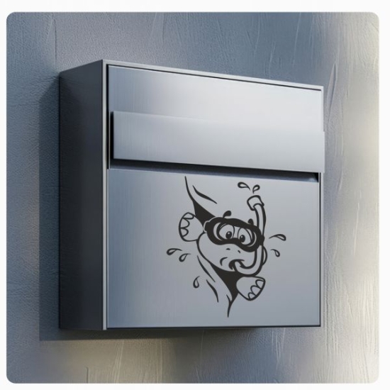Briefkastenaufkleber Schildkröte Taucher schaut raus Aufkleber Sticker B025
