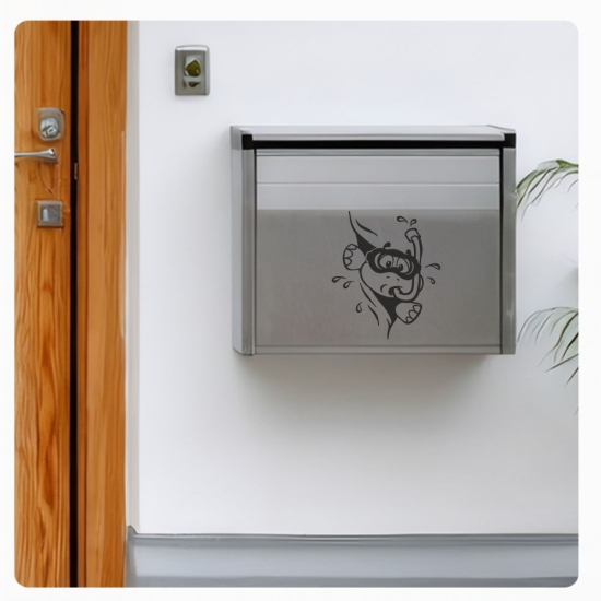 Briefkastenaufkleber Schildkröte Taucher schaut raus Aufkleber Sticker B025