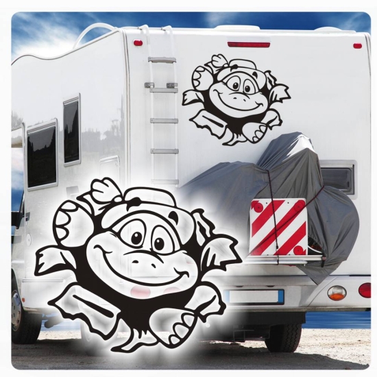 Schildkröte mit Hut Wohnmobil Aufkleber Wohnwagen Sticker WoMo037