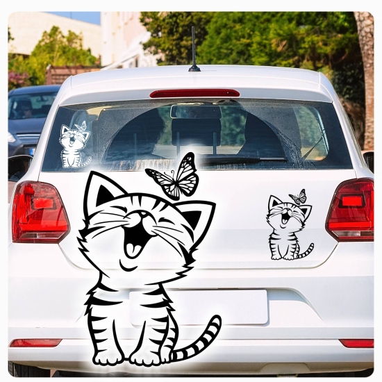 Schmetterling Katze Kitty Kätzchen Autoaufkleber Auto Aufkleber Sticker A775
