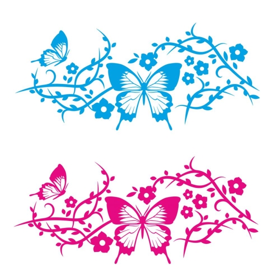 Schmetterlinge Butterfly Blumen Wandtattoo Wandaufkleber W178