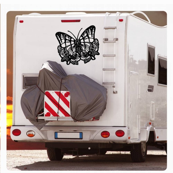 Schmetterling Rosen Butterfly Wohnmobil Aufkleber Wohnwagen  WoMo092