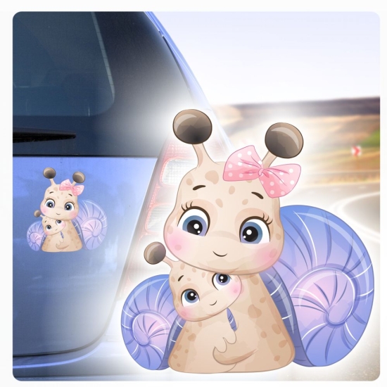 Schnecken Mutter mit Kind Autoaufkleber Sticker Auto Aufkleber Digitaldruck DA402