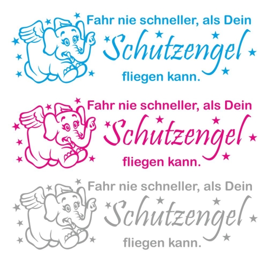 Schutzengel Elefant Auto Aufkleber Engel Sterne Sticker A1177