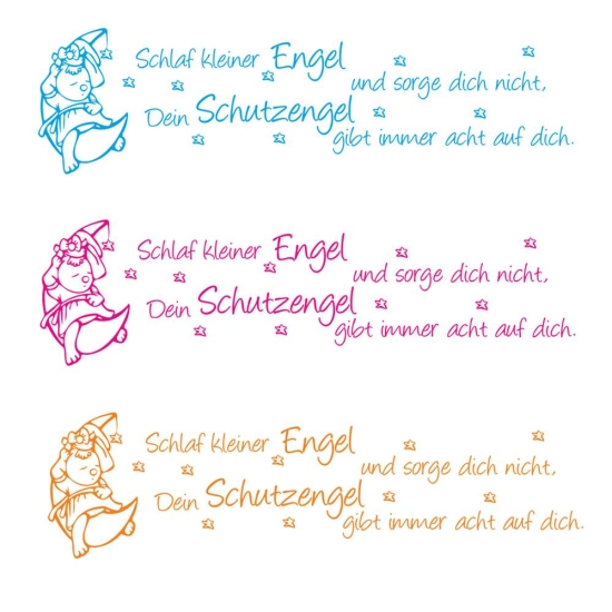 Schlaf kleiner Engel... Kinderspruch Wandtattoo Baby Kind W1210