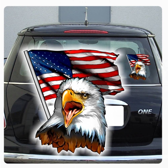 Weißkopfseeadler Auto Aufkleber Adler Amerika Flagge USA Seeadler DA1011