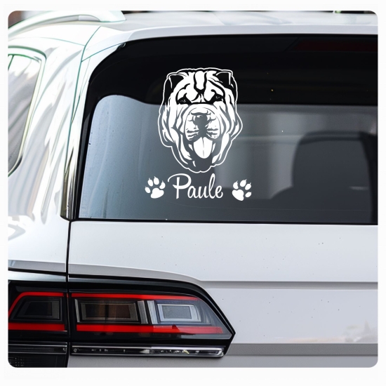 Hundeaufkleber Shar Pei Wunschname Hunde Aufkleber Sticker A276