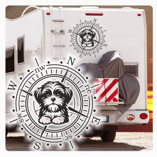 Wohnmobil Aufkleber Shih Tzu Kompass Wohnwagen Caravan Sticker WoMo496