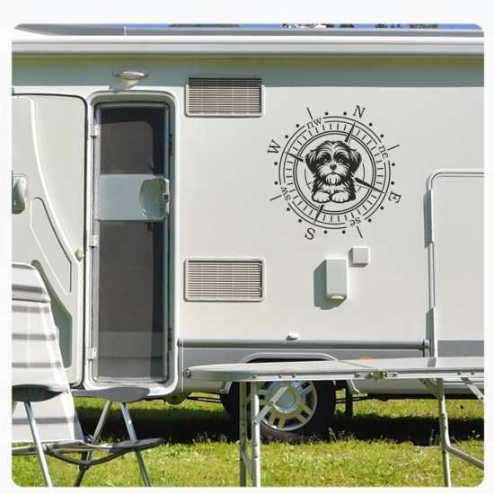 Wohnmobil Aufkleber Shih Tzu Kompass Wohnwagen Caravan Sticker WoMo496