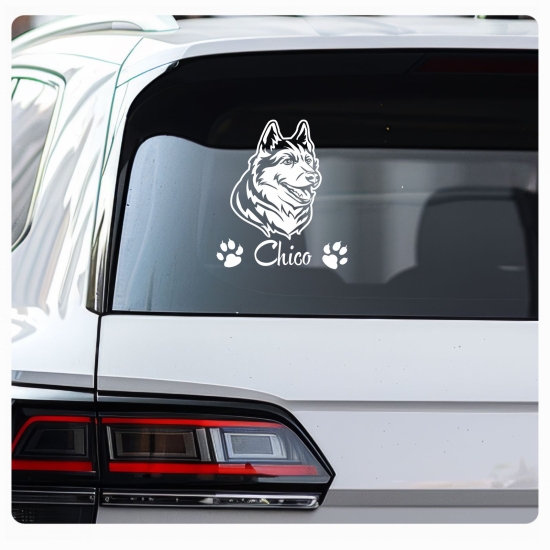 Hundeaufkleber Siberian Husky Name Autoaufkleber A345