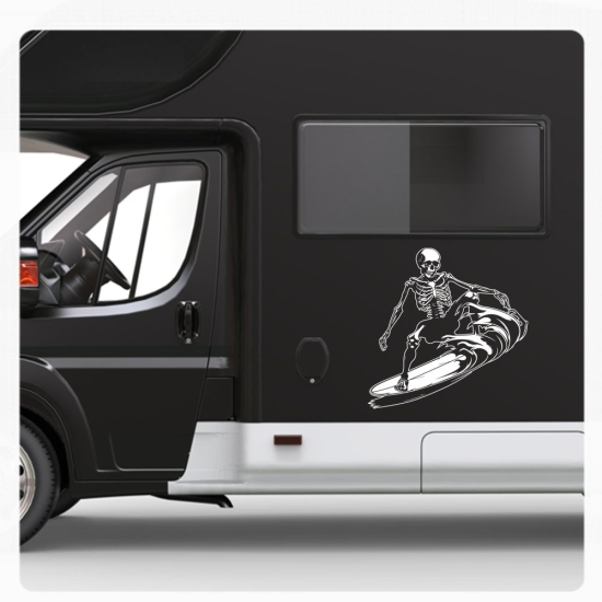 Surfer Surfing Surfen Skeleton Wohnmobil Aufkleber Wohnwagen Caravan Wohnwagen Sticker WoMo429