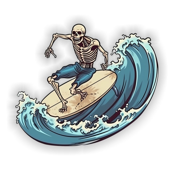 Cooler Skeleton Surfer Surfing Autoaufkleber Sticker Auto Aufkleber Digitaldruck DA396