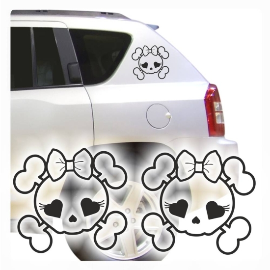 Skull Girl Autoaufkleber Totenkopf Rockabilly Auto Aufkleber Sticker A2074