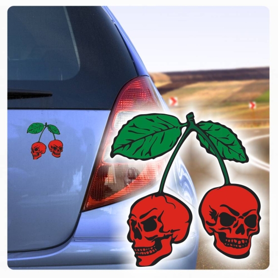 Skull Kirschen Rockabilly Aufkleber Auto Sticker Autosticker