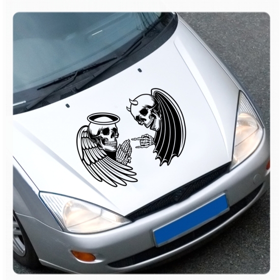 Skull Totenkopf Engel Teufel Motorhauben Autoaufkleber Auto Aufkleber Sticker A4265