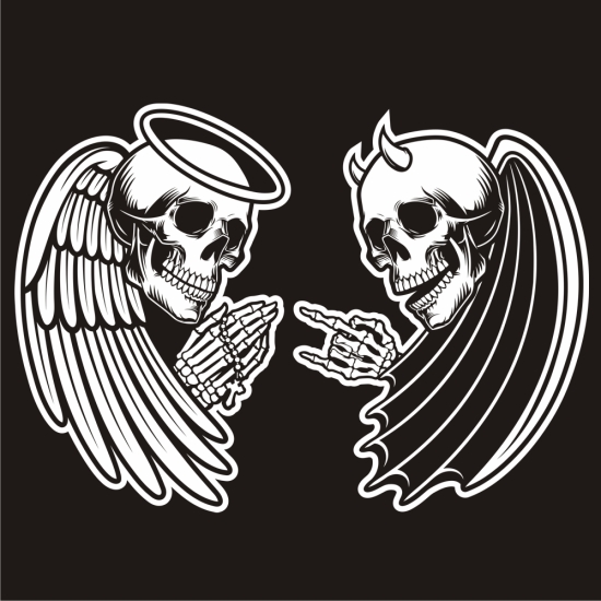 Skull Totenkopf Engel Teufel Motorhauben Autoaufkleber Auto Aufkleber Sticker A4265