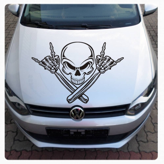 Skull Metal Hands Bones Rock´n´Roll Motorhauben Autoaufkleber Auto Aufkleber  Sticker A562