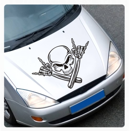 Skull Metal Hands Bones Rock´n´Roll Motorhauben Autoaufkleber Auto Aufkleber  Sticker A562