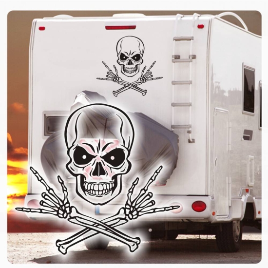 Skull Metal Hands Wohnmobil Caravan Wohnwagen Aufkleber WoMo288