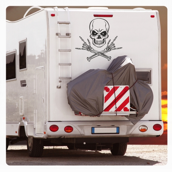 Skull Metal Hands Wohnmobil Caravan Wohnwagen Aufkleber WoMo288