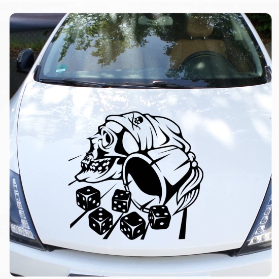 Autoaufkleber Skull Dice Würfel Rockabilly Aufkleber Motorhauben Aufkleber Sticker A414