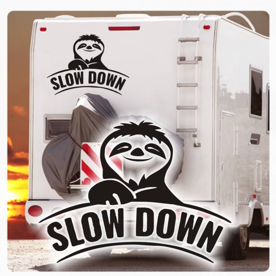 Wohnmobil Aufkleber Slow Down Faultier Caravan Sticker WoMo301