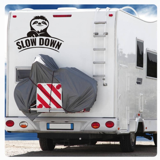 Wohnmobil Aufkleber Slow Down Faultier Caravan Sticker WoMo301