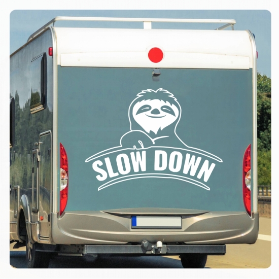 Wohnmobil Aufkleber Slow Down Faultier Caravan Sticker WoMo301