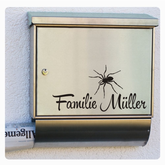 Briefkastenaufkleber Spinne Namen Aufkleber Sticker B010