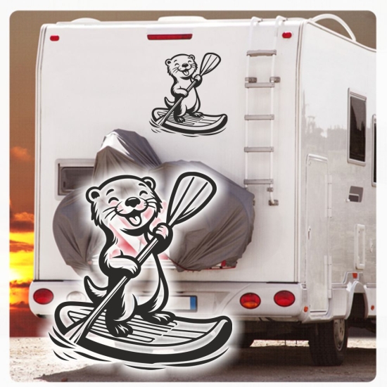 Stand-Up-Paddling Otter Wohnmobil Aufkleber Wohnwagen lustig Caravan Sticker WoMo489