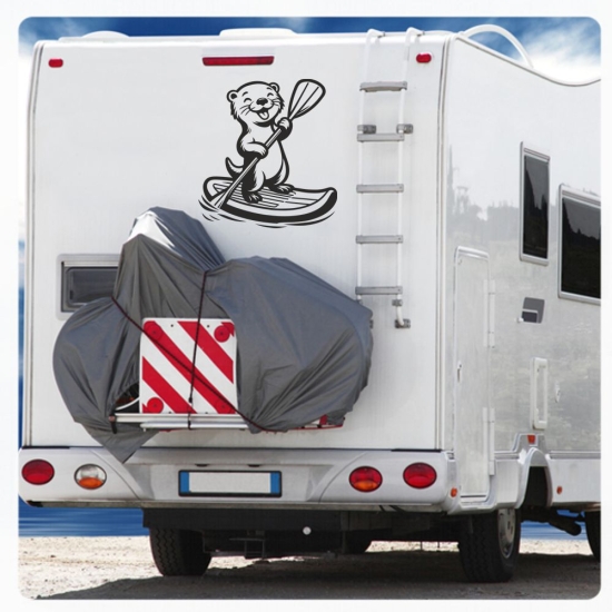 Stand-Up-Paddling Otter Wohnmobil Aufkleber Wohnwagen lustig Caravan Sticker WoMo489