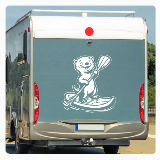 Stand-Up-Paddling Otter Wohnmobil Aufkleber Wohnwagen lustig Caravan Sticker WoMo489