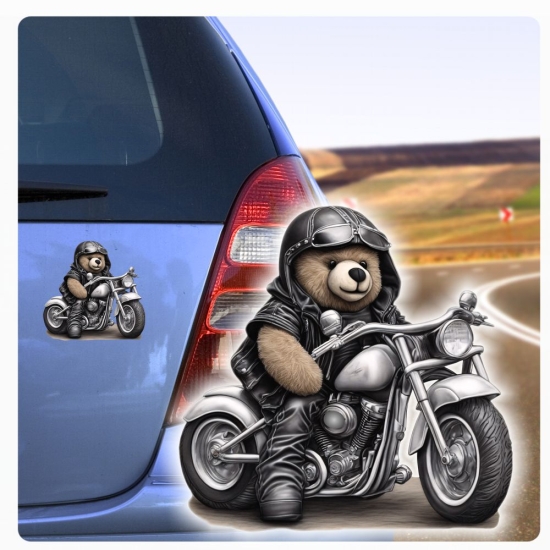 Cooler Teddy Biker Motorradfahrer Autoaufkleber Sticker Auto Aufkleber Digitaldruck DA351