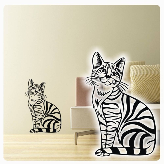 Tiger Katze Kitty Wandaufkleber W025 Katzen Wandtattoo Sticker