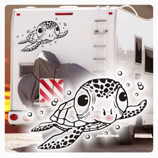 Schildkröte Turtle Wohnmobil Auto Aufkleber Womo041