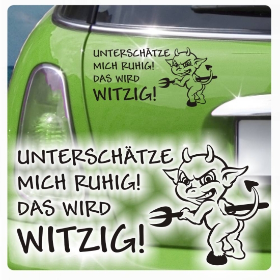 Autoaufkleber Unterschätze mich Teufelchen Aufkleber Auto Aufkleber A1739