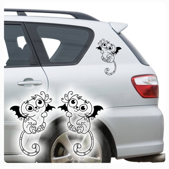 Vampir Katze Fledermaus 2er SET Autoaufkleber Sticker A3003