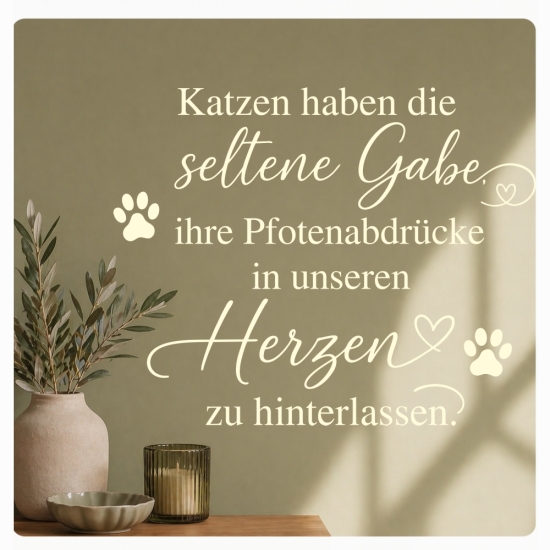 Preview: Katzen haben die seltene Gabe ihre Pfotenabdrücke in unserem Herzen Wandtattoo W4065