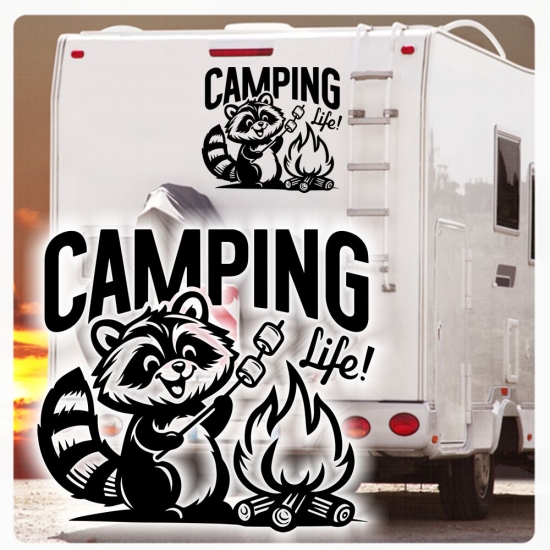 Waschbär Camping Life Wohnmobil Aufkleber Wohnwagen Caravan Wohnwagen Sticker WoMo418