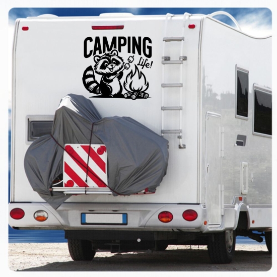 Waschbär Camping Life Wohnmobil Aufkleber Wohnwagen Caravan Wohnwagen Sticker WoMo418