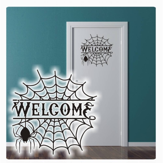 Halloween Welcome Spinnennetz Spinne Wandtattoo Türaufkleber T866