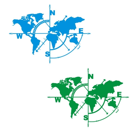 Sticker für Camper Kompass mit Weltkarte